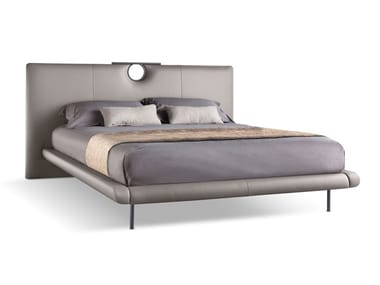 BAY 2 - Leather double bed with upholstered headboard by Cantori