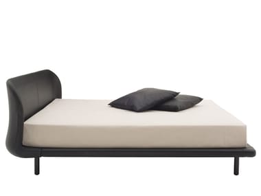 PEG BED - Leather or fabric bed with upholstered headboard by Cappellini