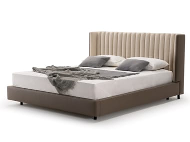 DOMUS - Fabric and leather double bed with upholstered headboard by Turri