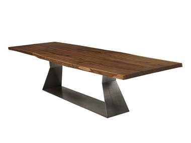 BEDROCK PLANK C - Rectangular table with solid wood top and iron base by Riva 1920
