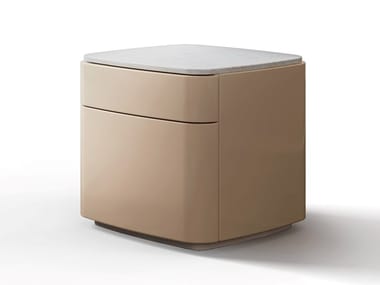 LULLABY - Rounded wooden bedside table with drawers by Lema