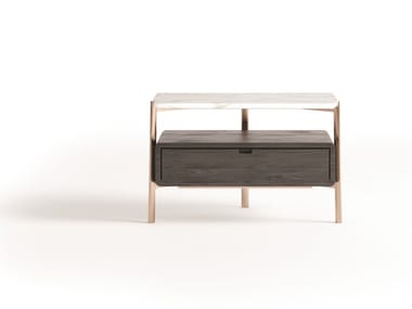 Eros - Rectangular wooden bedside table with drawers by Misuraemme