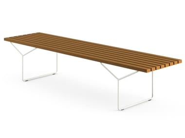 BERTOIA - Steel and teak garden bench (Request Info)