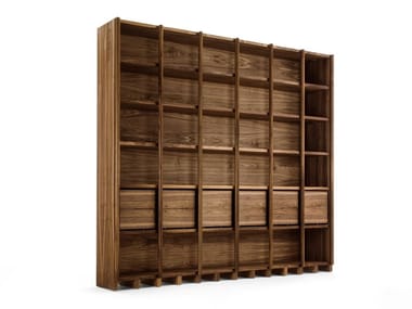 BIBLIO - Open solid wood bookcase with drawers by Riva 1920