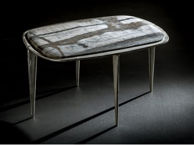 BIG BANG - Rectangular coffee table with metal frame and stone top by Henge