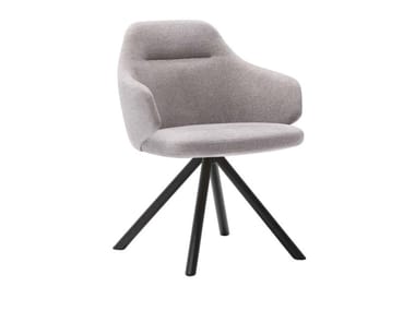 BINAR 60 - Swivel trestle-based fabric chair with armrests by Inclass