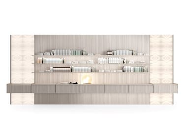 BLADE DAY SYSTEM - Oak storage wall with integrated lighting by Sicis