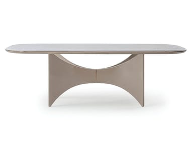 BLUES - Rectangular wooden and marble table by Turri
