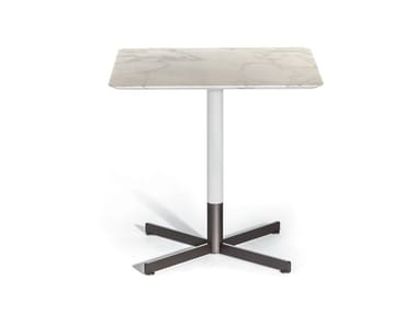 BOB BISTROT - Square Calacatta Oro marble table with 4-star base by Poltrona Frau