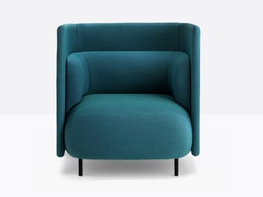 BUDDYHUB BDH001/100 - Upholstered fabric armchair with armrests by Pedrali