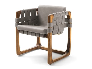 BUNGALOW - Upholstered fabric garden chair with teak structure by Riva 1920