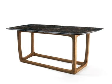 BUNGALOW - Rectangular garden table with marble top anche teak base by Riva 1920