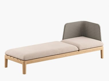 CALYPSO LOUNGE - Recliner synthetic fabric and teak sun lounger by Royal Botania