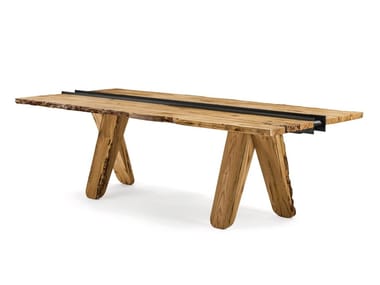 CANAL BRICCOLA - Rectangular briccola wood table by Riva 1920