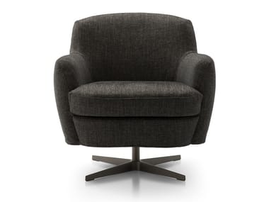 CAROL - Swivel fabric armchair with 4-spoke base with armrests by Bodema