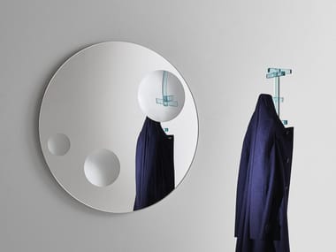 CELESTE - Round wall-mounted crystal mirror by Glas Italia