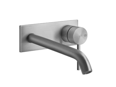 CESELLO - Stainless steel washbasin mixer with plate by Gessi