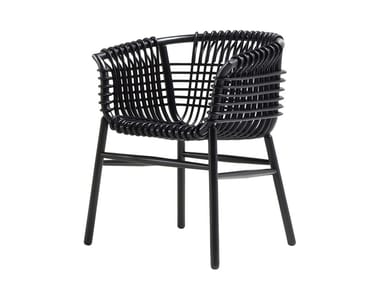 LUKIS - Rattan and Rubberwood chair by Cappellini