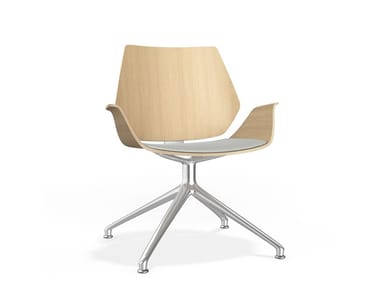 CENTURO IV LOUNGE - Swivel upholstered trestle-based chair by Casala