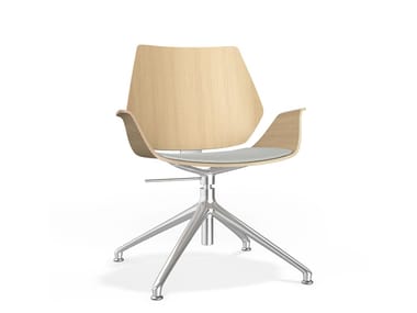 CENTURO IV - Swivel upholstered height-adjustable wooden chair by Casala