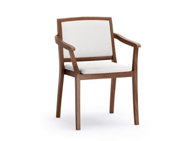 ELEGANCE - Upholstered stackable ash chair with armrests by Very Wood
