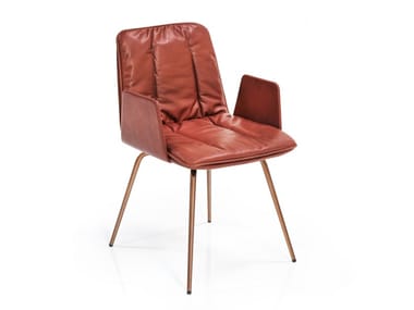 SHILO - Upholstered leather chair with armrests by Wittmann