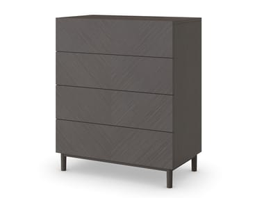 PATCHWORK - Wood veneer chest of drawers with integrated handles by Sicis