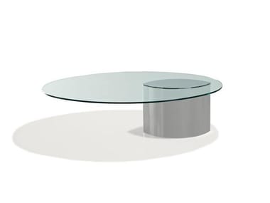 LUNARIO - Oval glass and steel coffee table by Knoll