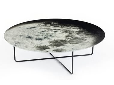 MY MOON MY MIRROR - Round screen printed glass coffee table by Moroso