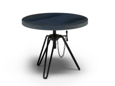 OVERDYED - Round steel and wood side table by Moroso