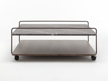 ROLF BENZ 931 - Rectangular marble coffee table with castors by Rolf Benz