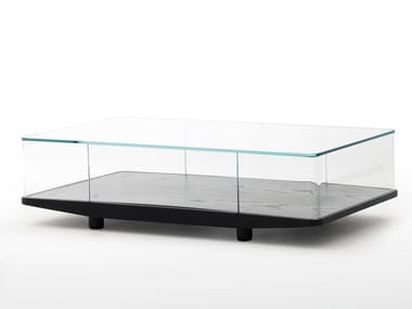 COLLECTOR - Rectangular crystal coffee table with storage space by Glas Italia