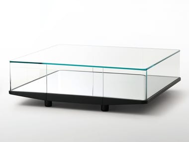 COLLECTOR - Square crystal coffee table with storage space by Glas Italia