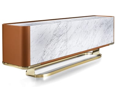 CONCORD - Double-sided marble and leather sideboard by Longhi