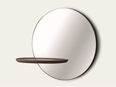 CONTRALTO - Round wall-mounted mirror with shelf by Pianca