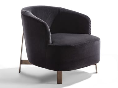 COPINE - Velvet armchair and bronzed brass base by Porada