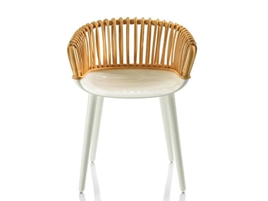 CYBORG CLUB - Woven wicker chair with armrests by Magis