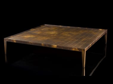 D-CODE - Low square brass coffee table by Henge