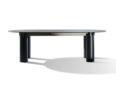 DAEN 33/34 - Oval table with glass and porcelain stoneware top by Gervasoni