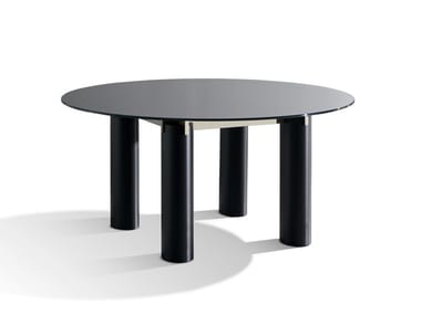 DAEN 36 - Round table with glass and porcelain stoneware top by Gervasoni