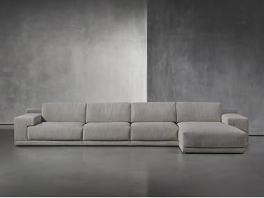 DERK - Fabric sofa with removable cover with chaise longue by Piet Boon