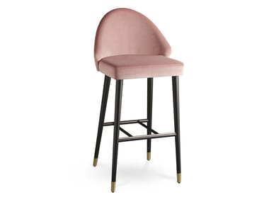 DIANA.SS - Stool upholstered in fabric with ash base by Colico