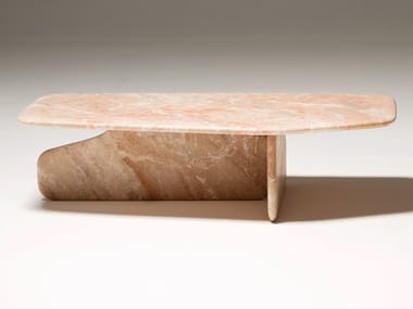 DOLMEN - Rectangular Fior di Pesco Carnico marble coffee table by Tacchini