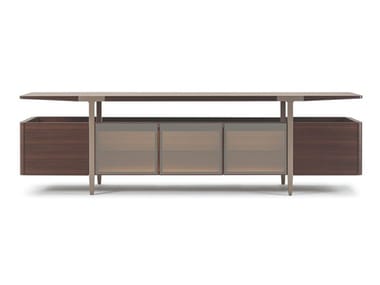 DOMUS - Wood and glass sideboard with doors by Turri