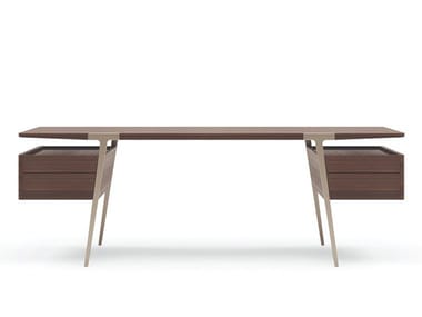 Turri Writing Machine Domus - Rectangular Wooden Office Desk With Drawers by Turri – TRDST