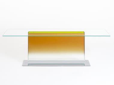 DONALD - Rectangular crystal and stainless steel table by Glas Italia