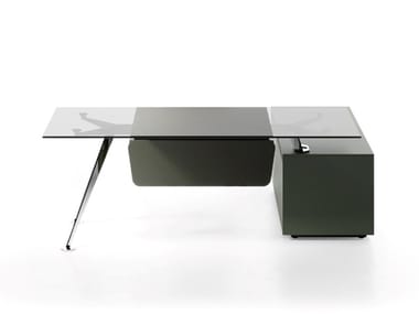 SPIKE - Sectional wood and glass office desk by Frezza