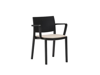 DUOS SO2753 - Wooden chair with integrated cushion by Andreu World