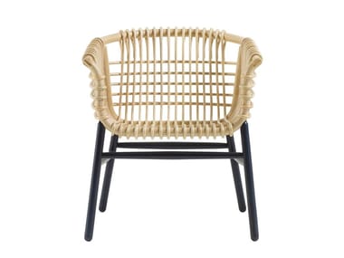 LUKIS - Rattan and Rubberwood easy chair by Cappellini