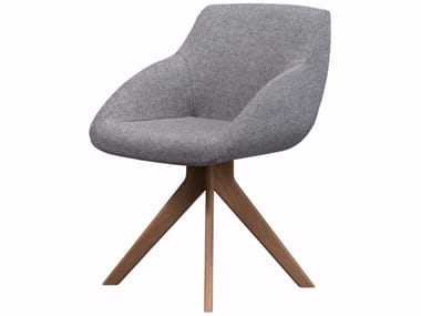 BLUE CONFERENCE - WOOD - Upholstered trestle-based fabric chair by Casala